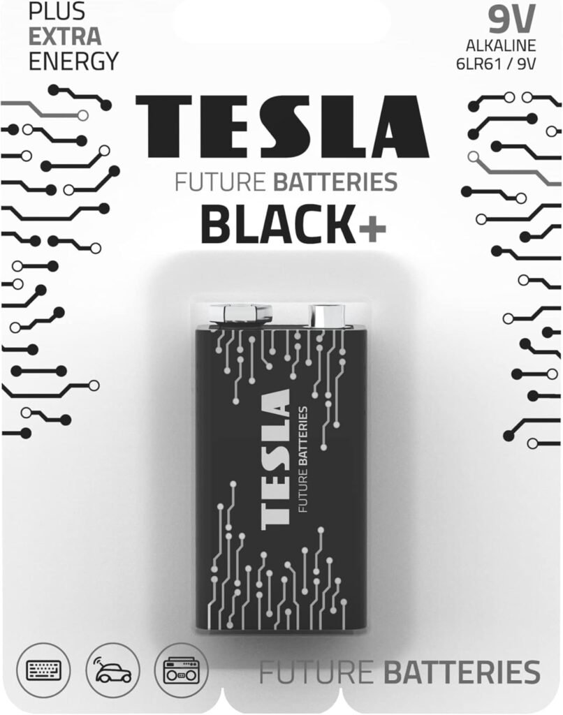 Tesla 9V Battery Black+ Plus Extra Energy Blister Foil 6LR61/9V